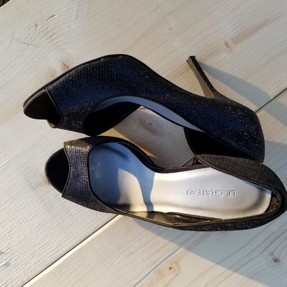 Le Chateau Black Sparkle Heels - Picture 2 of 5